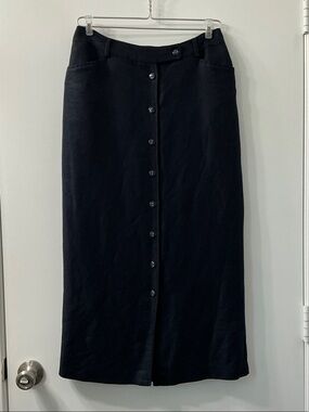 Liz Claiborne Navy Button-Front Maxi Skirt